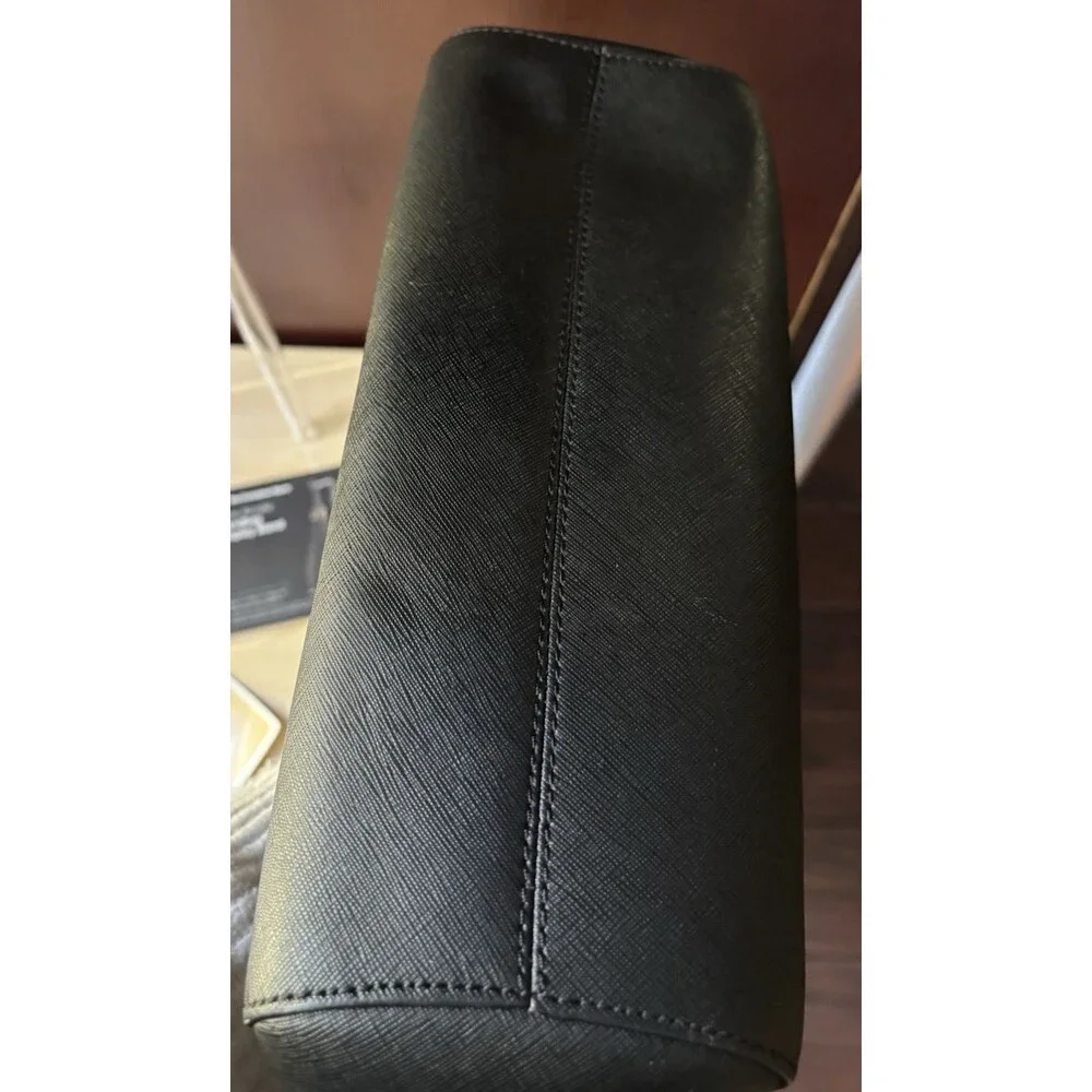 Michael Kors MK Jet Set Saffiano Black Leather Shoulder Tote VINTAGE Bag Large